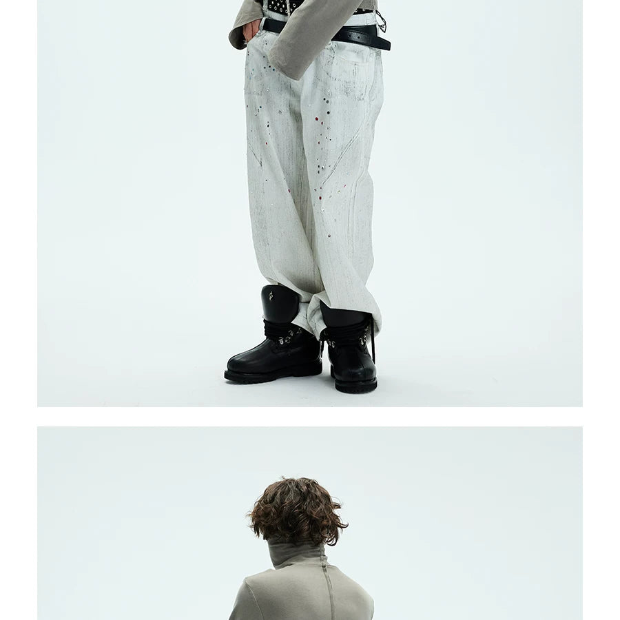 Two-color Fitted Long-sleeve Turtleneck Tee