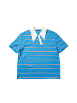 Asymmetric Collar Cropped Slit Polo Shirt