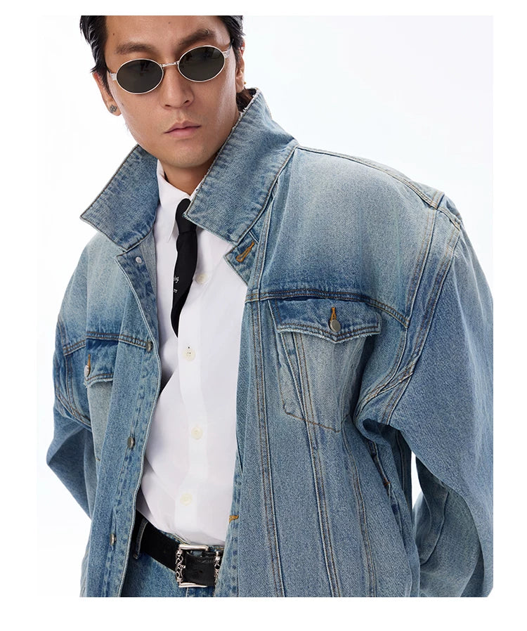 Structured Heavy Wash Denim Jacket