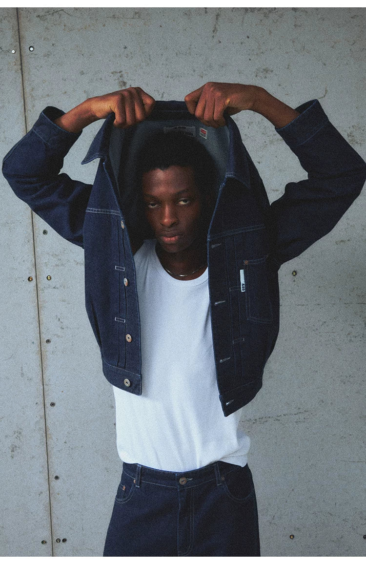 Okayama Classic Pleated Cropped Denim Jacket