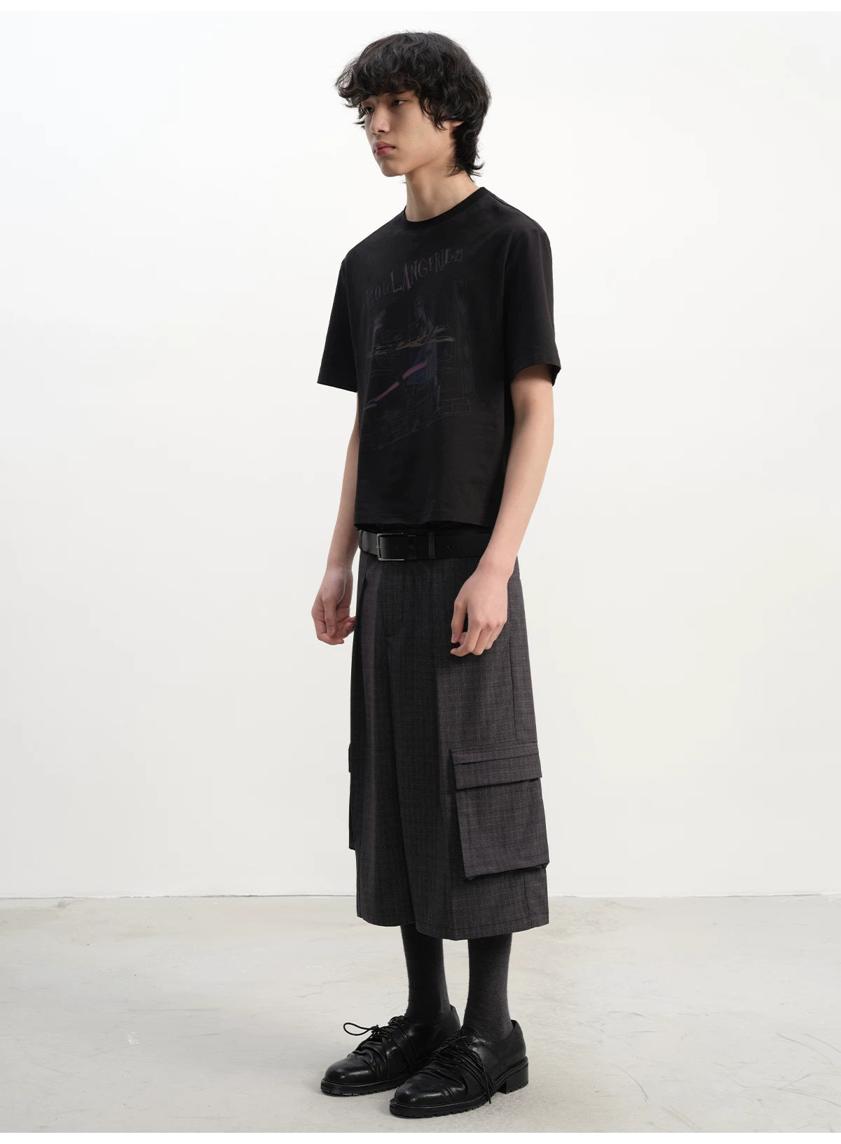Straight Plaid Pleated Cargo Shorts
