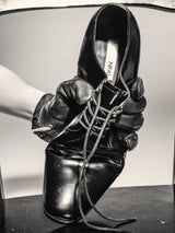 Pointed Toe Pleated Leather Derby Shoes