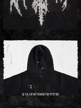 Devil Bone Jacquard Distressed Zip Cardigan