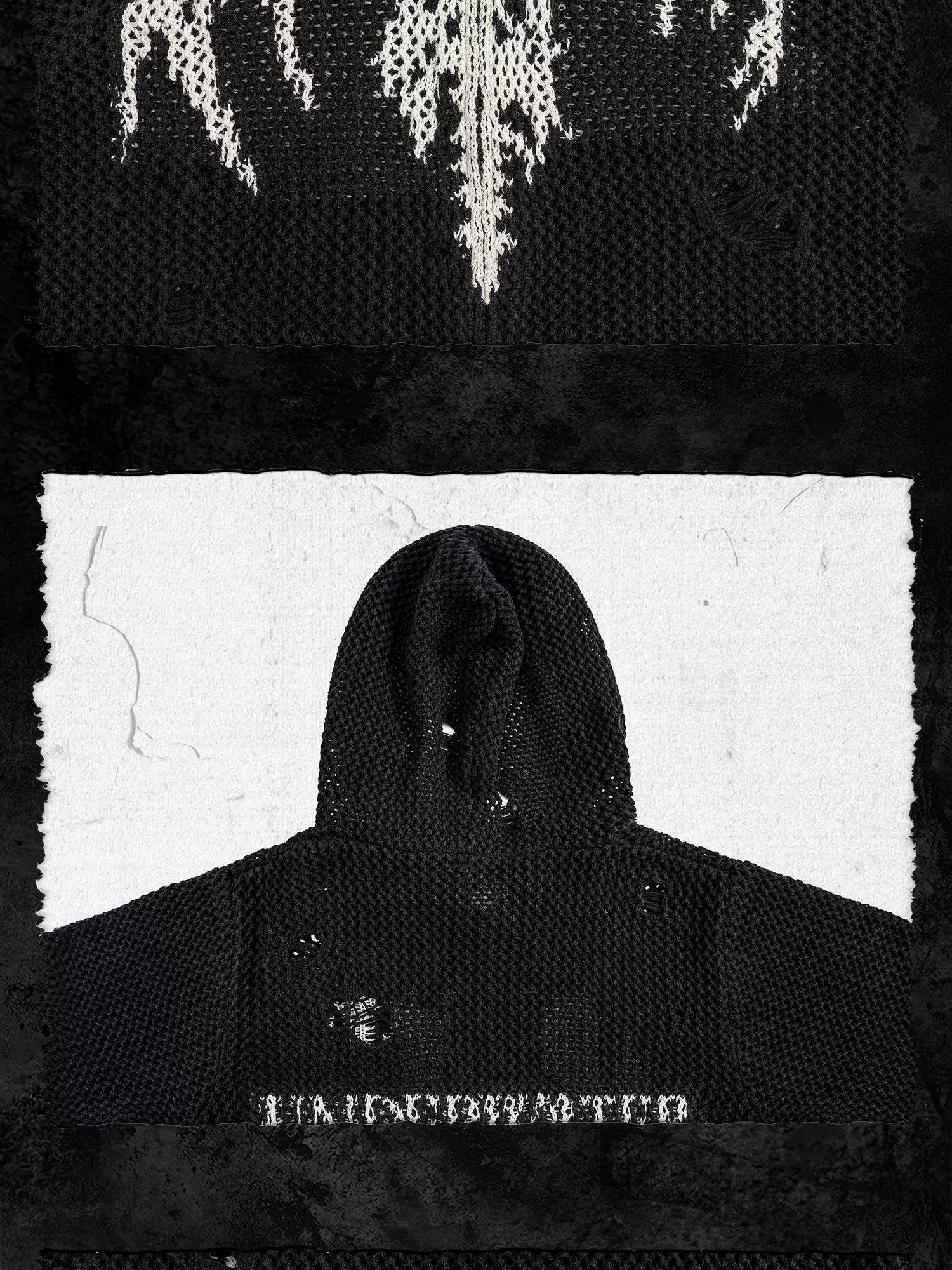 Devil Bone Jacquard Distressed Zip Cardigan