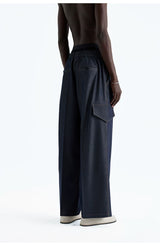Indigo Denim-Style Drawstring Waist Cargo Pants