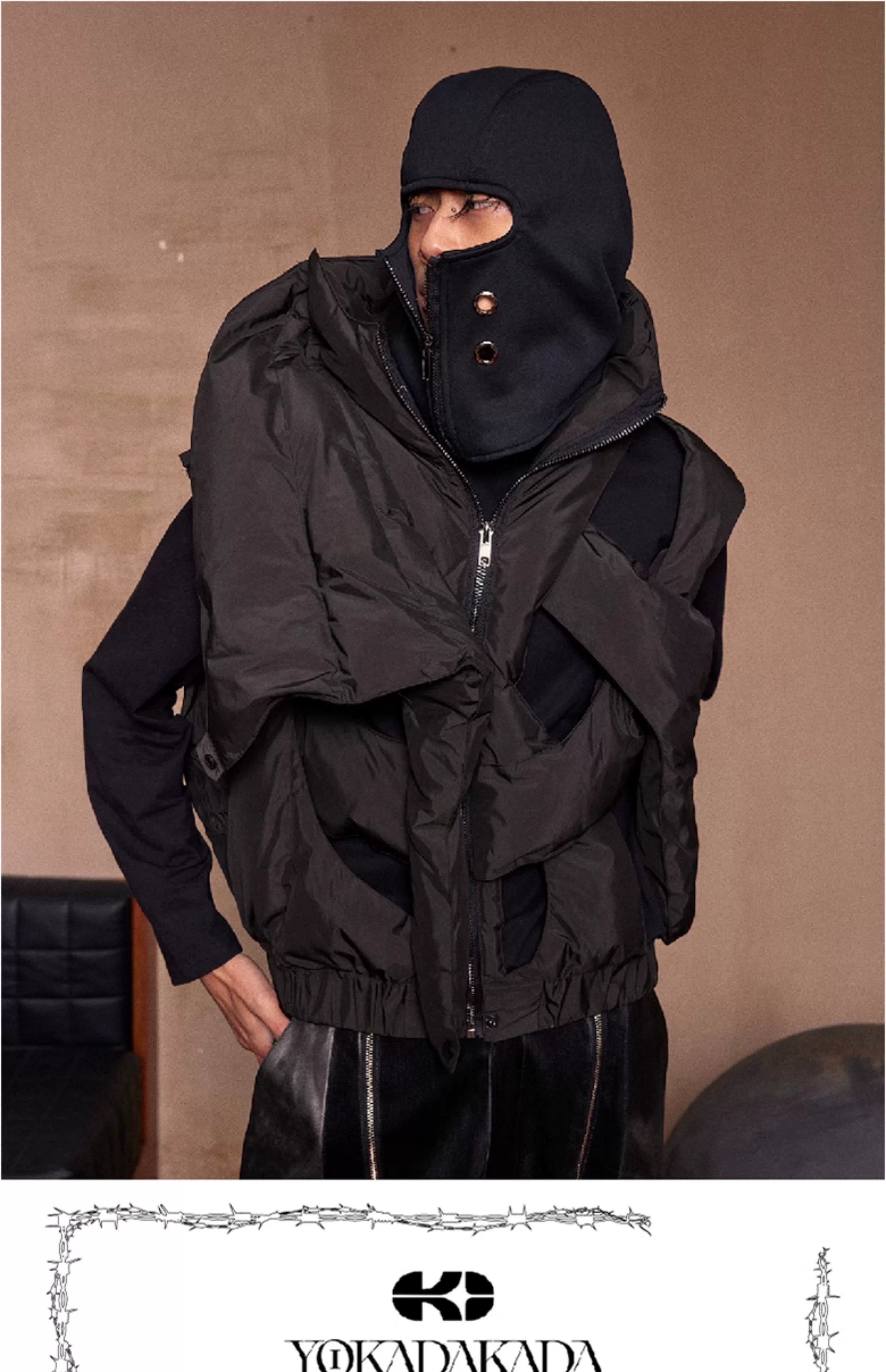 Unisex Puffy Cutout Dark Cotton Vest