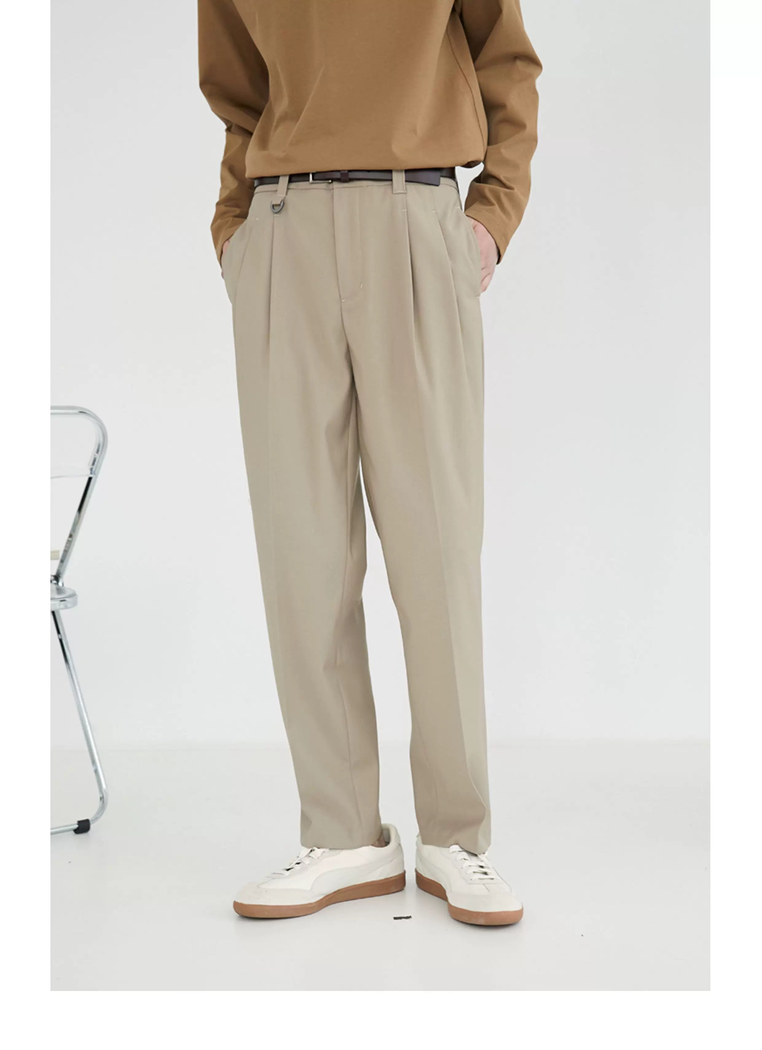 Double Pleated Wide Cropped Suit Pants