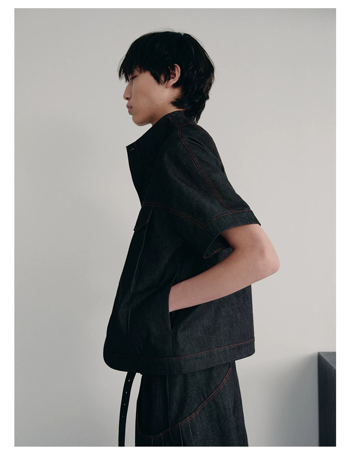 Stand Collar Denim Shirts With Pockets