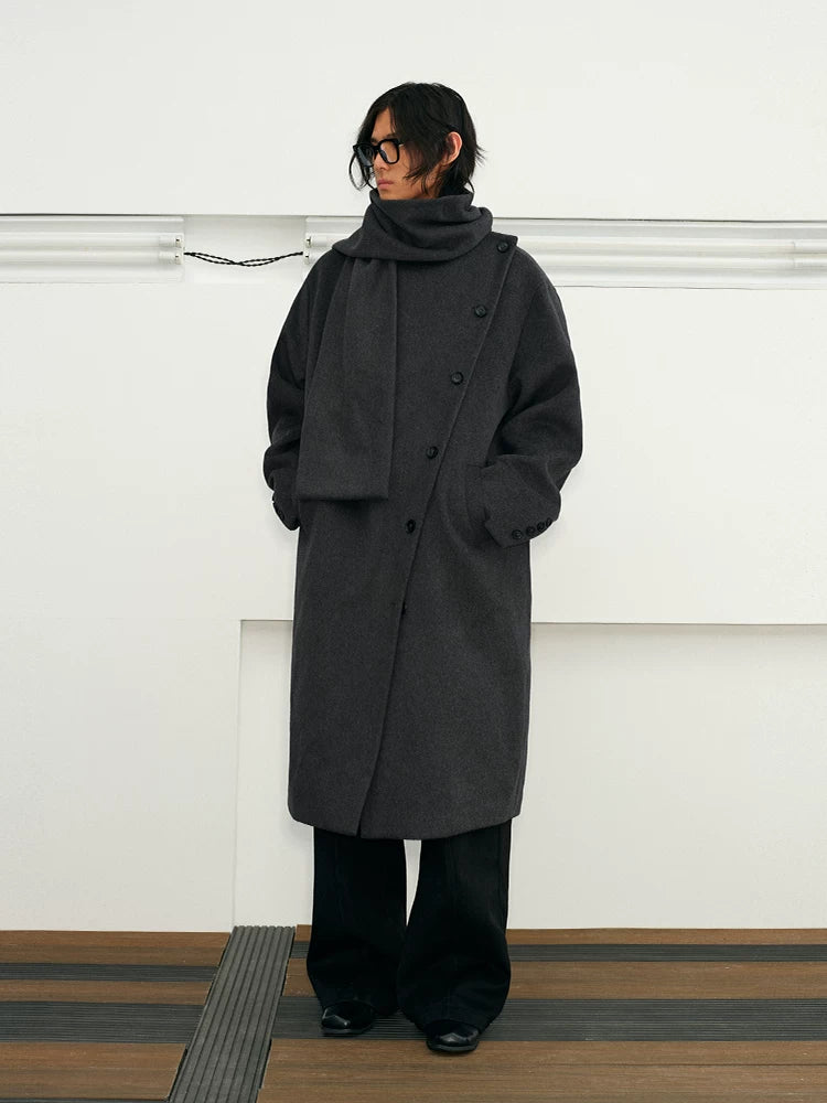 Men's Long Wool Shawl Coat