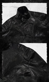 Oversized Distressed Nightfang Leather Biker Jacket
