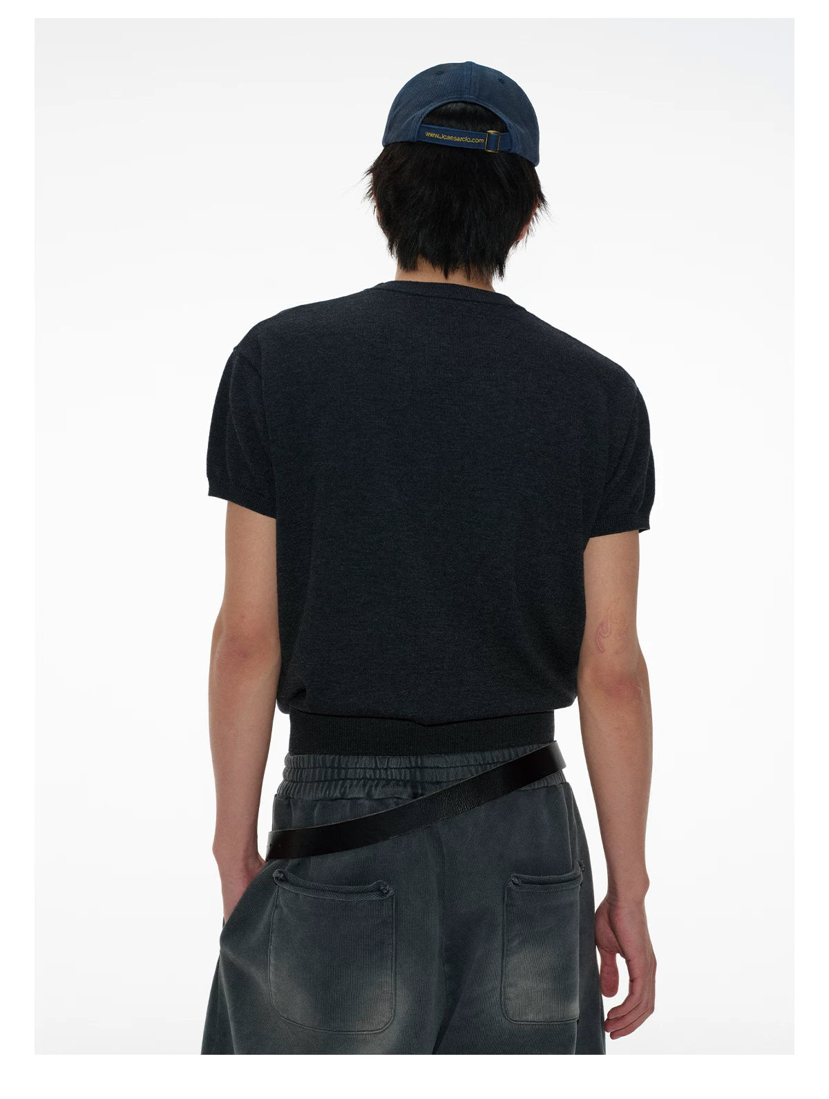 Gas Blue Long Brim Distressed Caps