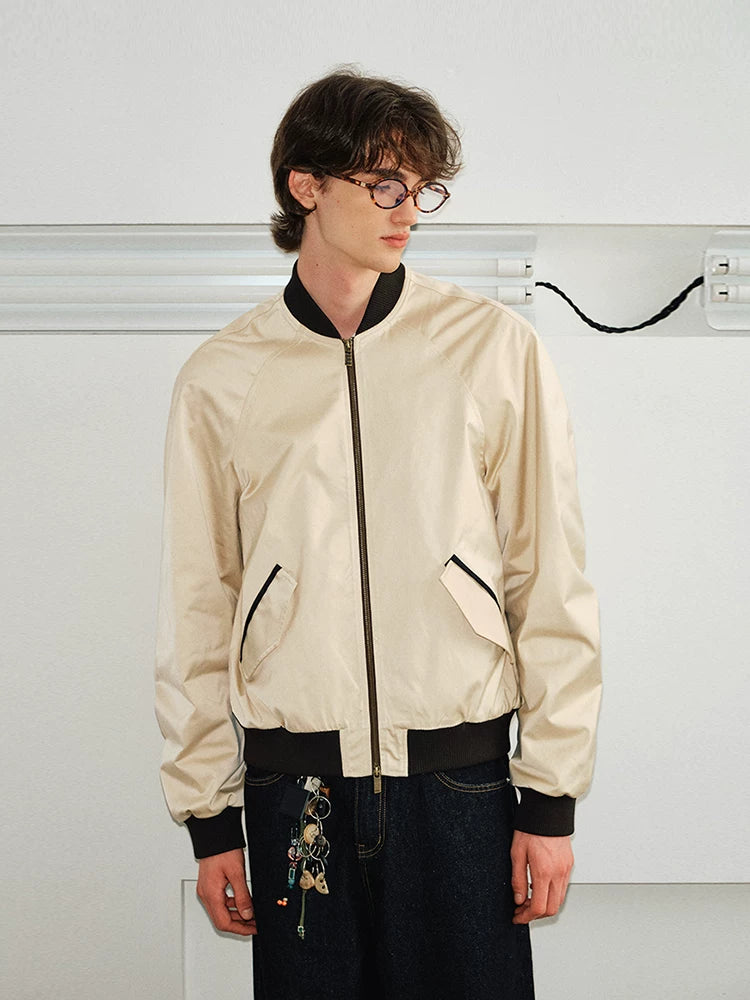 Men's Versatile Dual-Zip Satin-Reflective MA1 Bomber