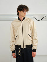 Men's Versatile Dual-Zip Satin-Reflective MA1 Bomber