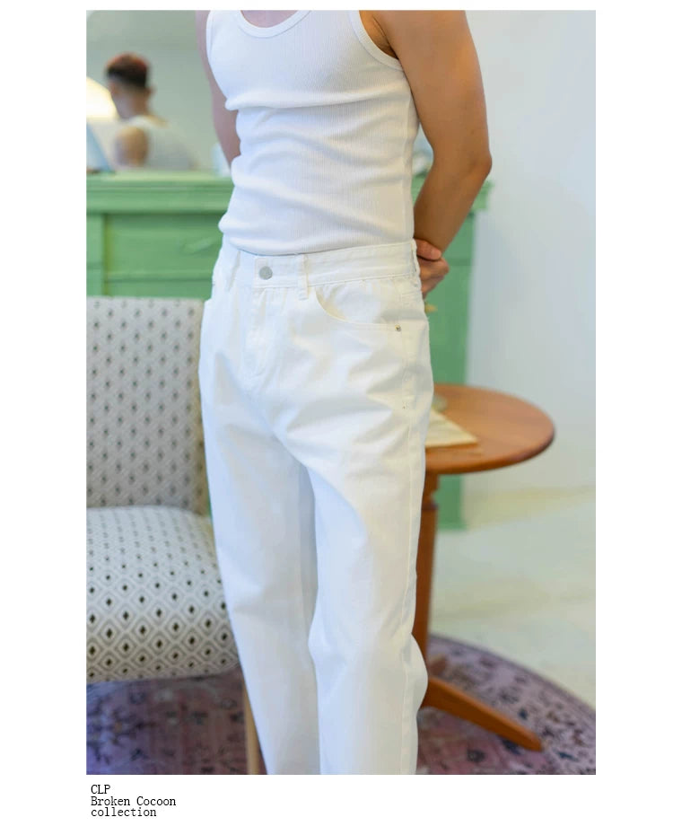 Men's Vintage White Wide Leg Jeans