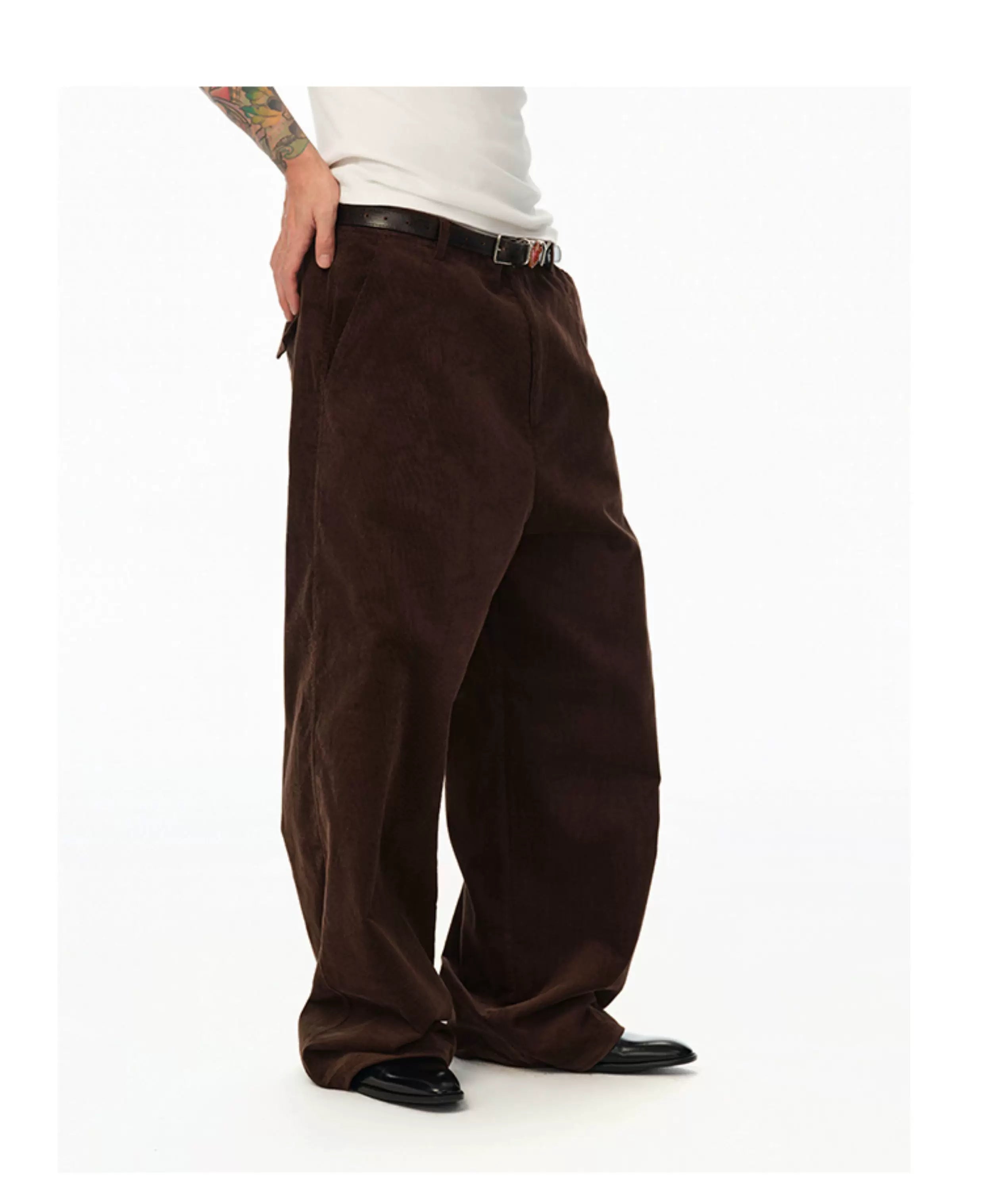 Imported Corduroy Wide Leg Straight Pants