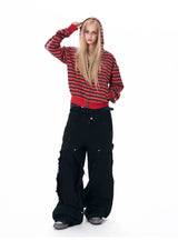 Men's Crop Motor Embroidered Striped Hoodie