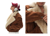 Vintage Lamb Lapel Moto Puffer Coat