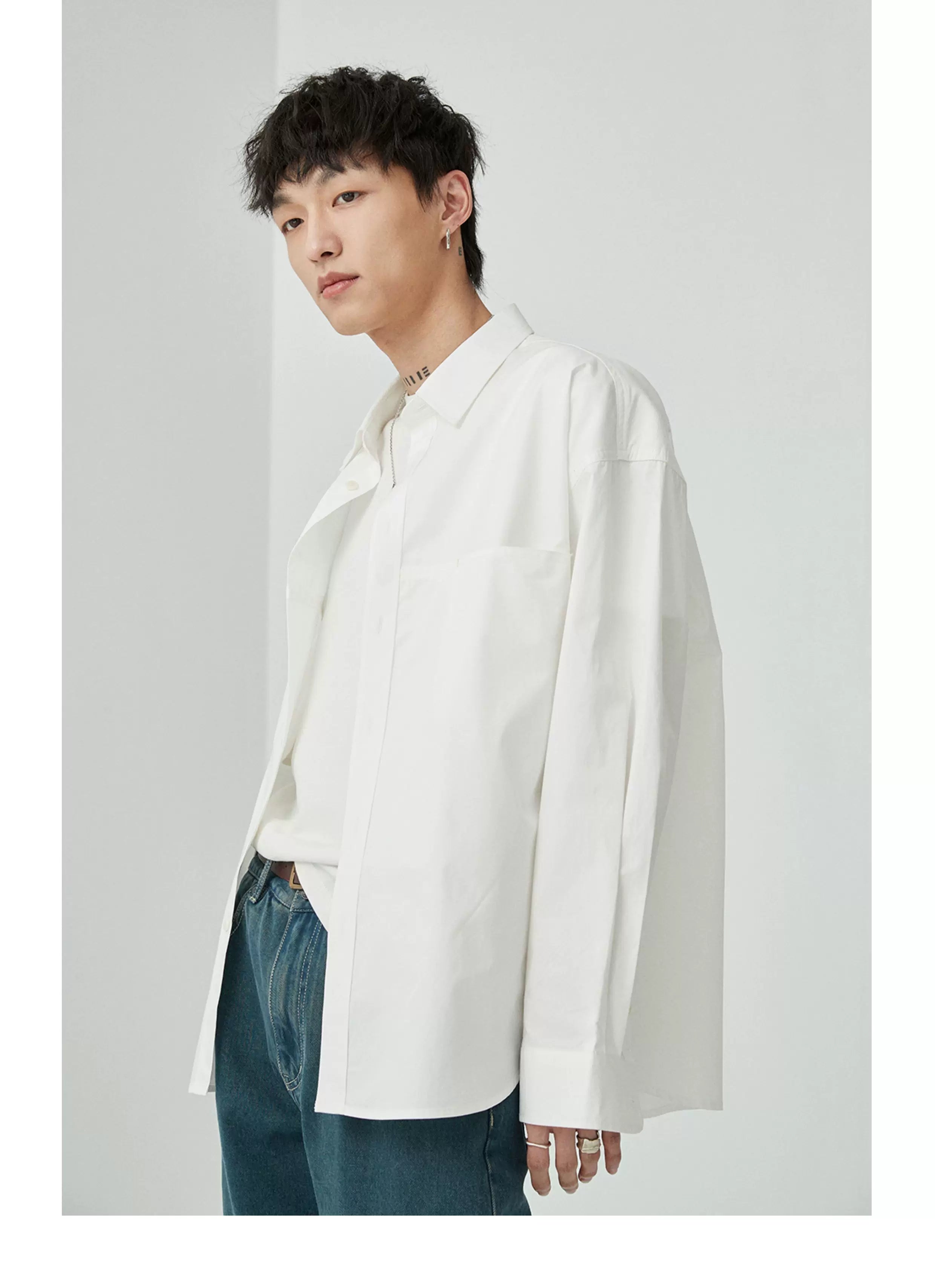 Split Pocket Basic Cotton Shirt