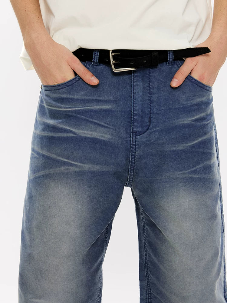 Men's Washed Fleece Relaxed Straight Jeans