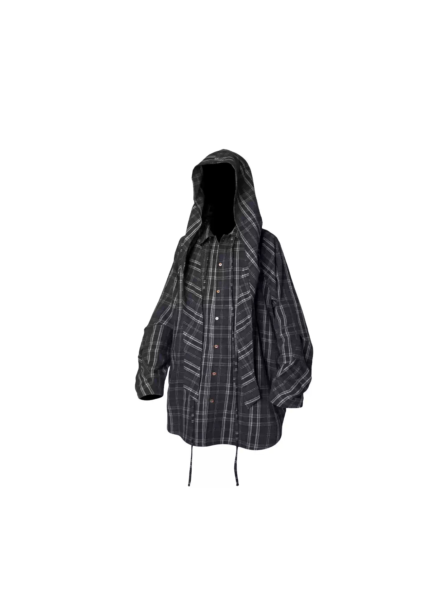 Dual Style Mid-Length Plaid Shirt Smock