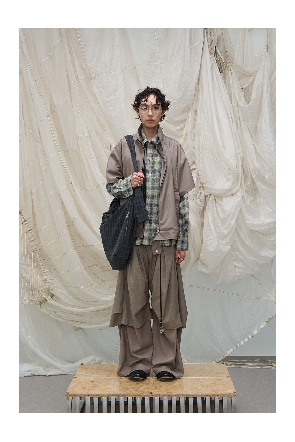 Pleated Draped Cropped Dress Pants