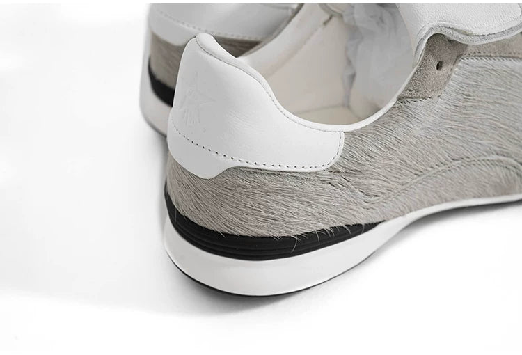 Gray Horsehair Platform Sneakers