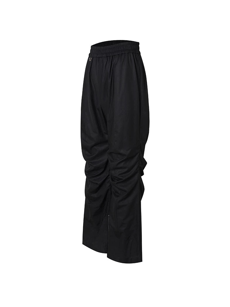 Double Pleated Zip Straight Loose Pants