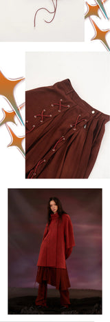 Unisex Double Layer Drawstring Pleated Skort
