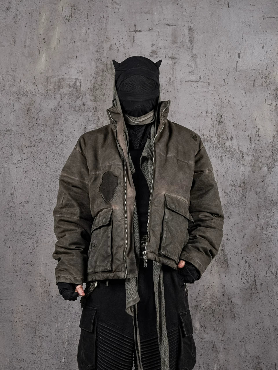 Wanderer Distressed Embroidered Dirty Dyed Parka