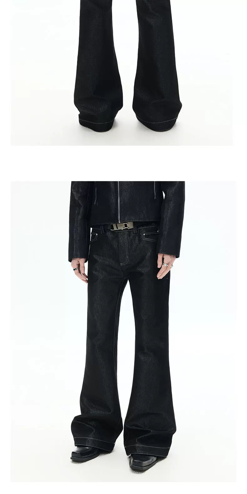 Mid Rise Flare Silver Riveted Jeans