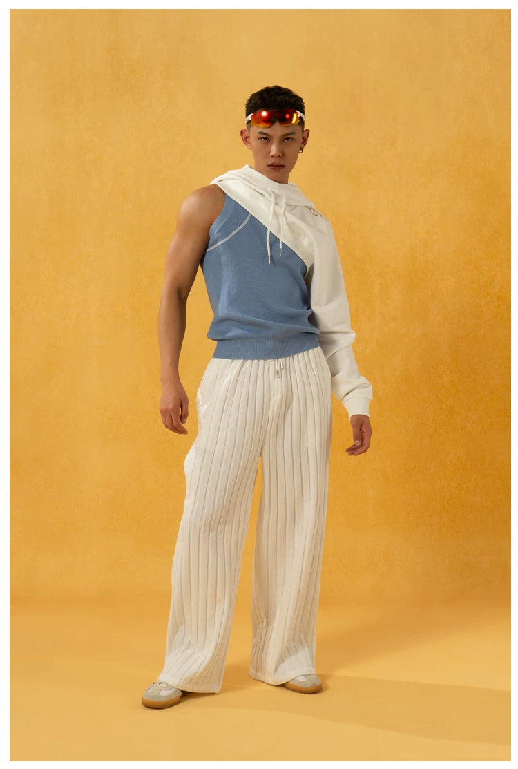 Off-White Single-sleeve Off-shoulder Loose Crop Hoodie