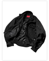 Loose Dark Curved Nylon Biker Jacket