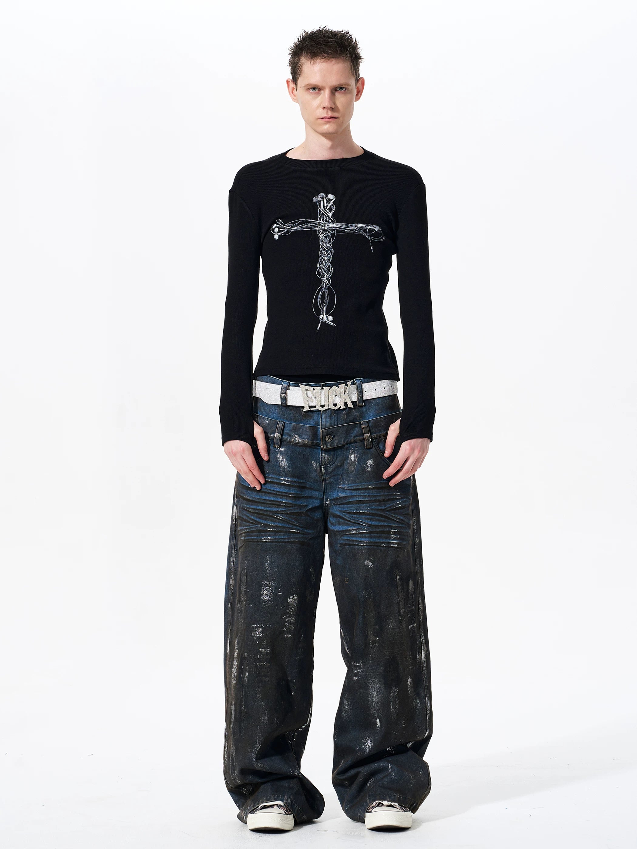 Men's Cross Print Long Sleeve T-Shirt