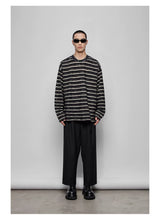 Striped Raw Edge Long Sleeve Tee