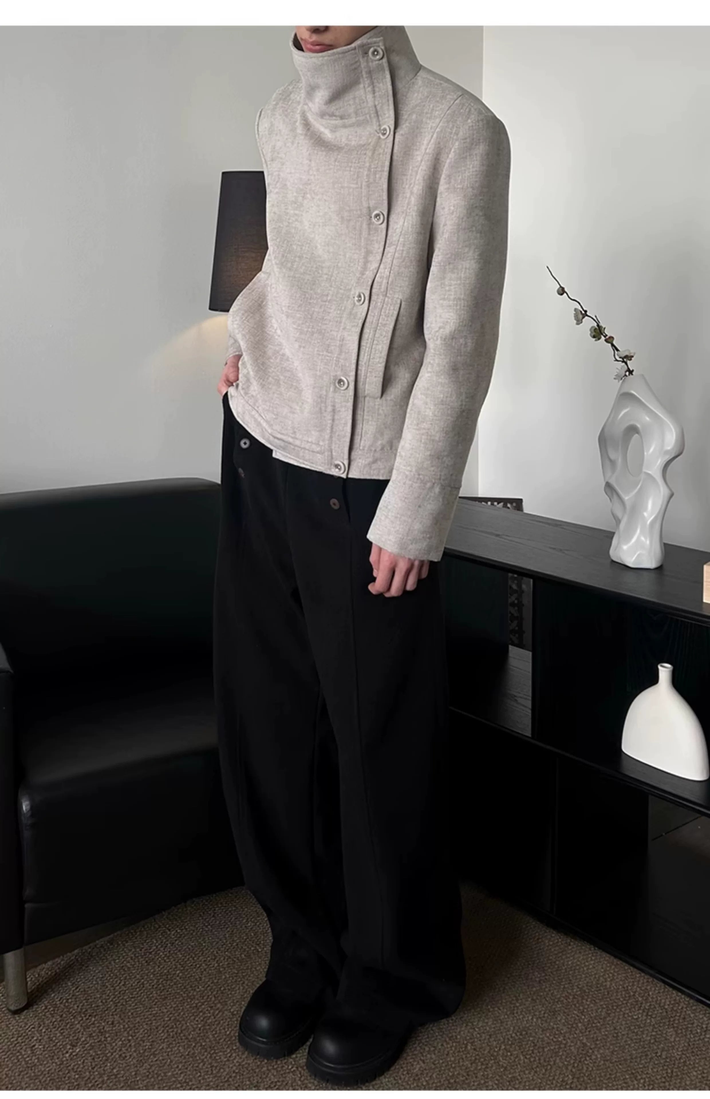 Vintage Irregular Floral Textured Fencing Jacket