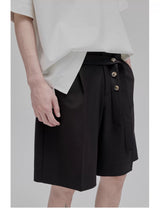 Draped Drawstring Wide Shorts