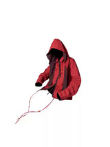 Water-Washed Beaded Pleated Detachable Hooded Shirt