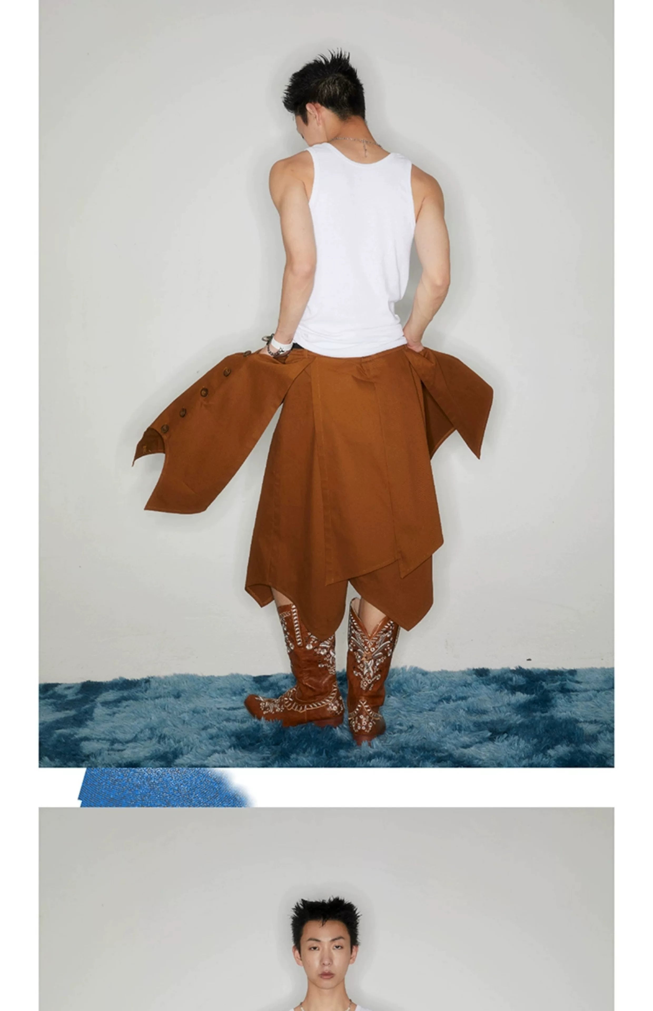 Vintage Y2K Double Layer Button Skort