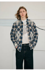 Men's Long Sleeve Splatter Plaid Shirt