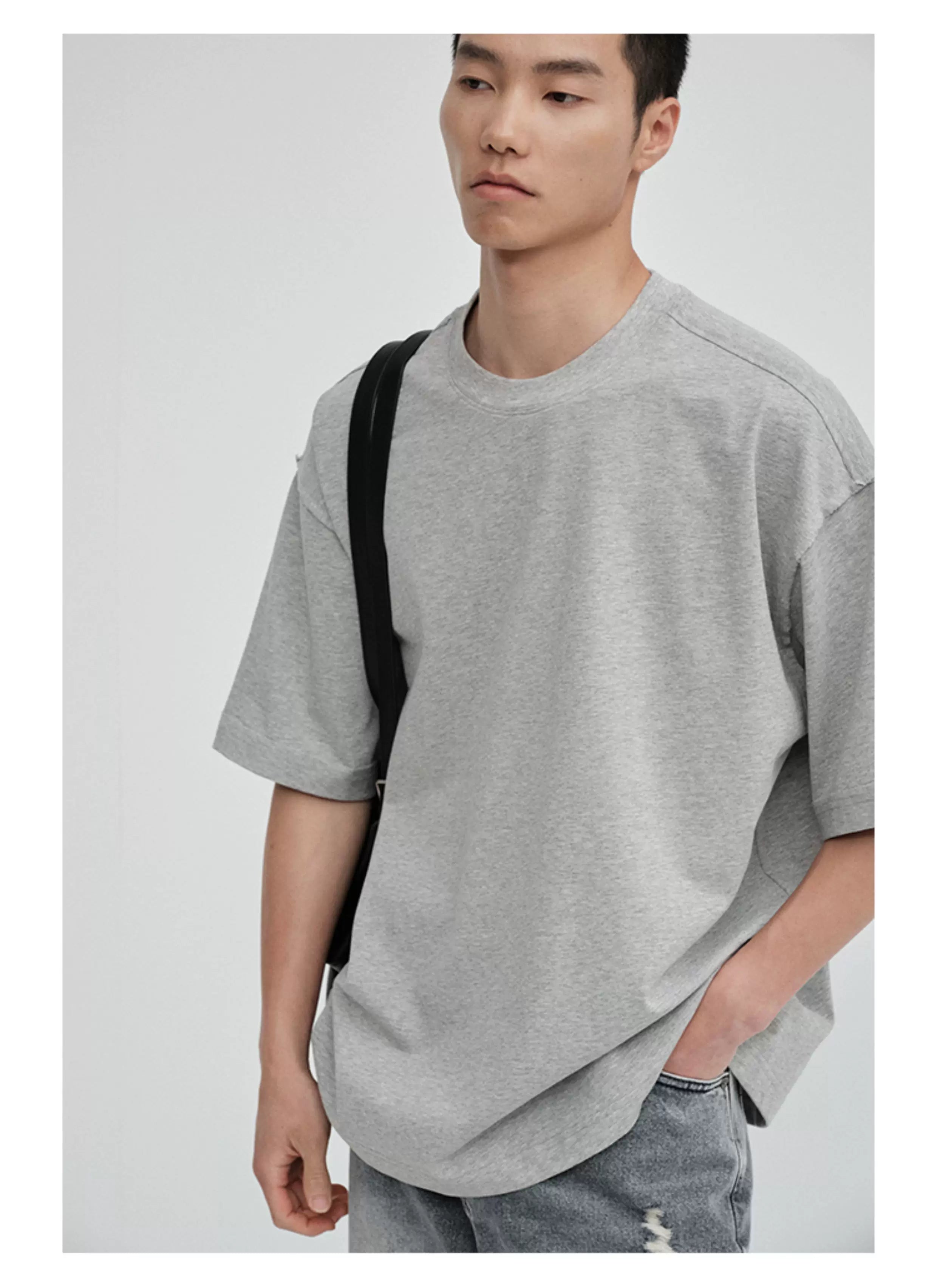 Crew Neck Raw Hem Short-Sleeve Tees