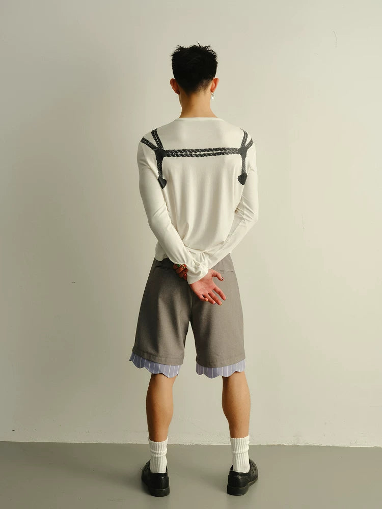 Lightweight Slim Rope Print Lyocell Top
