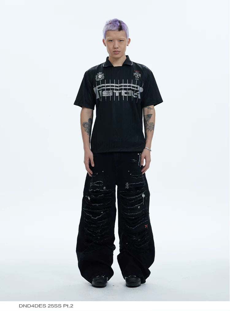 Washed Distressed Baggy Carpenter Jeans