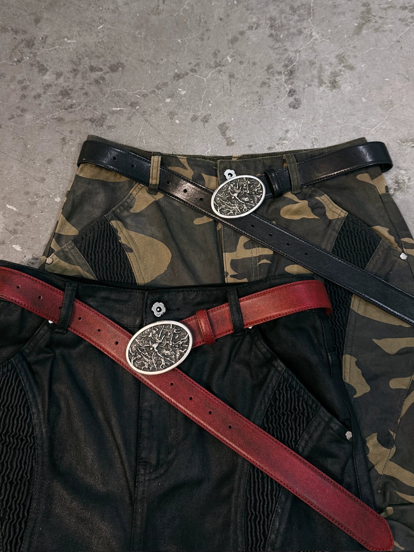 Full Grain Leather Silver Buckle Belt