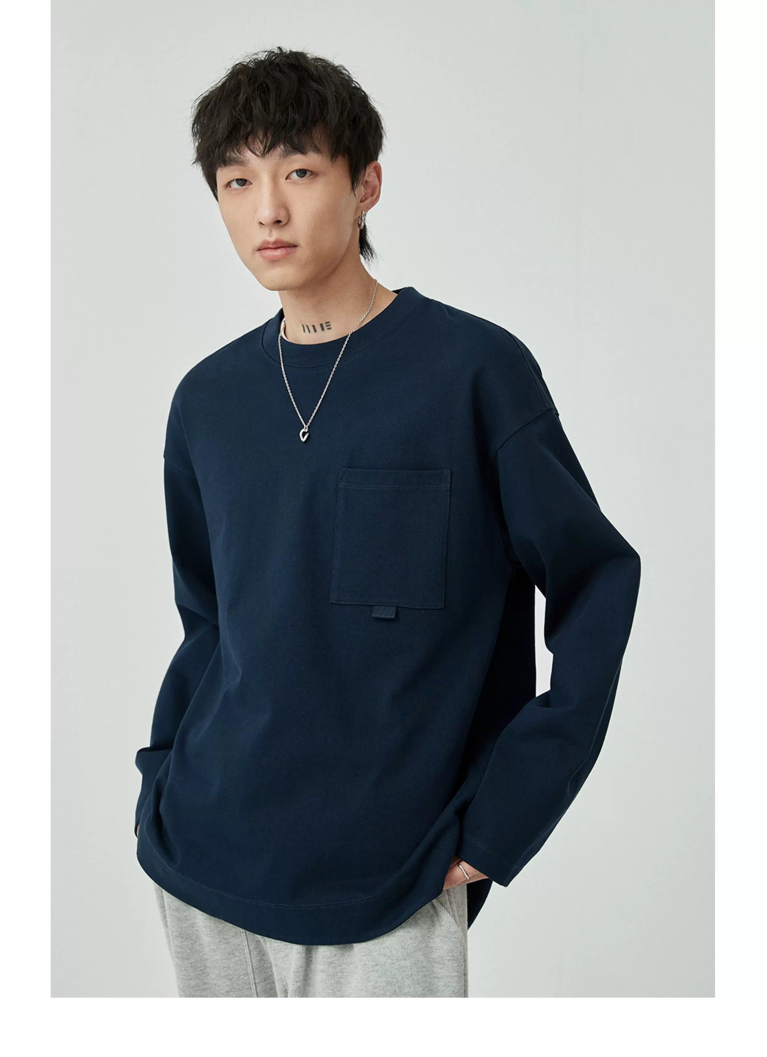 Ribbon Pocket Long Sleeve Tee