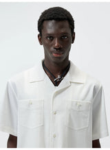 Short-Sleeve Cuban Collar Linen Blend Shirt