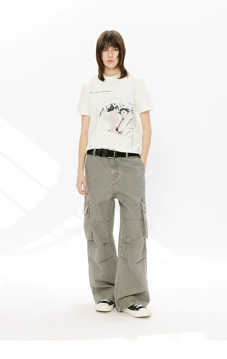 Men's Loose Brushed Cotton Cargo Pants