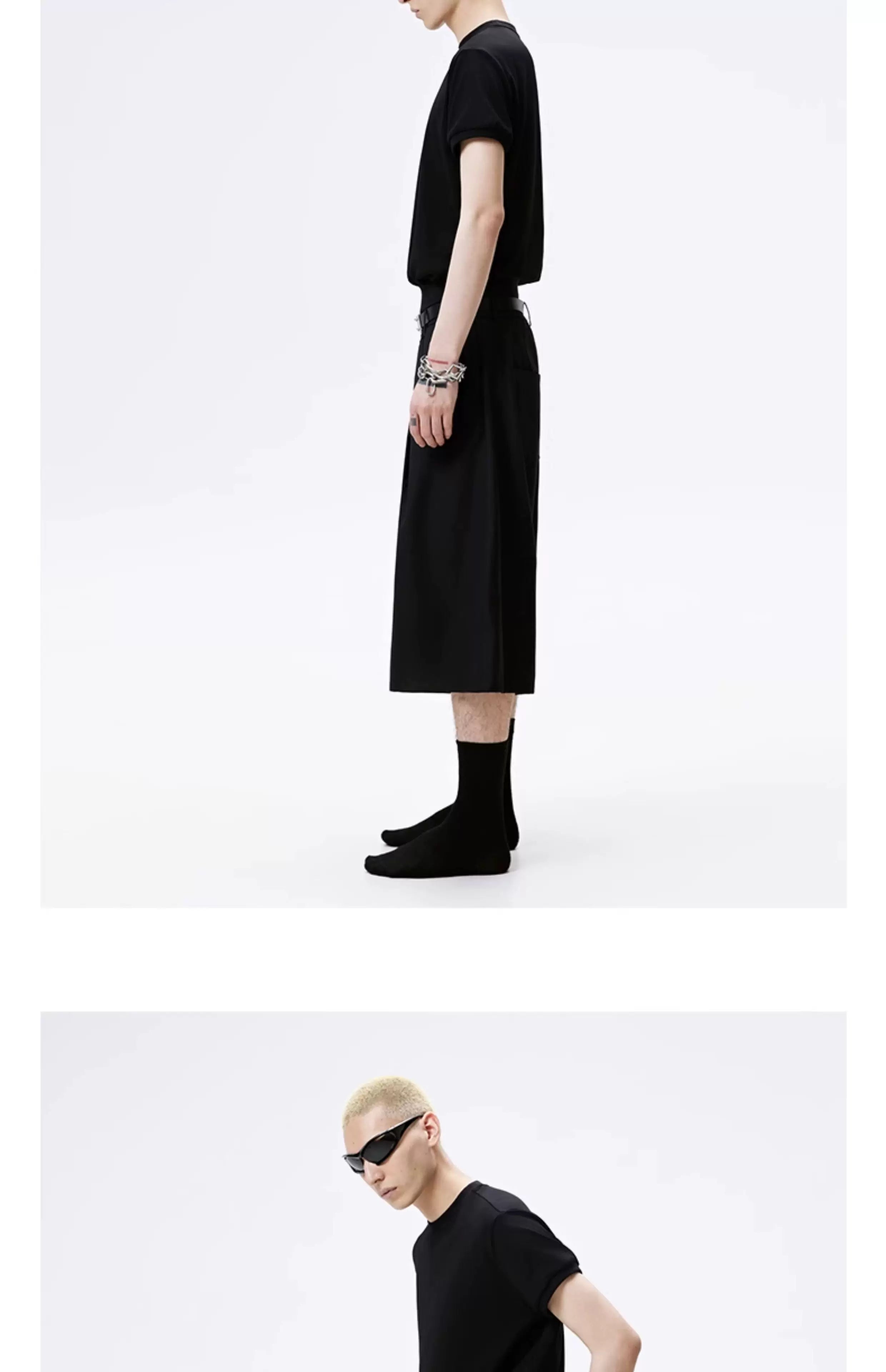 Metal Studded Pleated Wide Leg Shorts