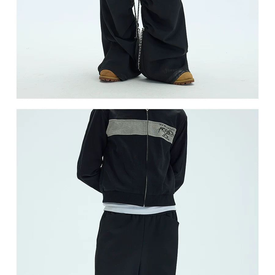Black Side Adjustable Chain Casual Pants