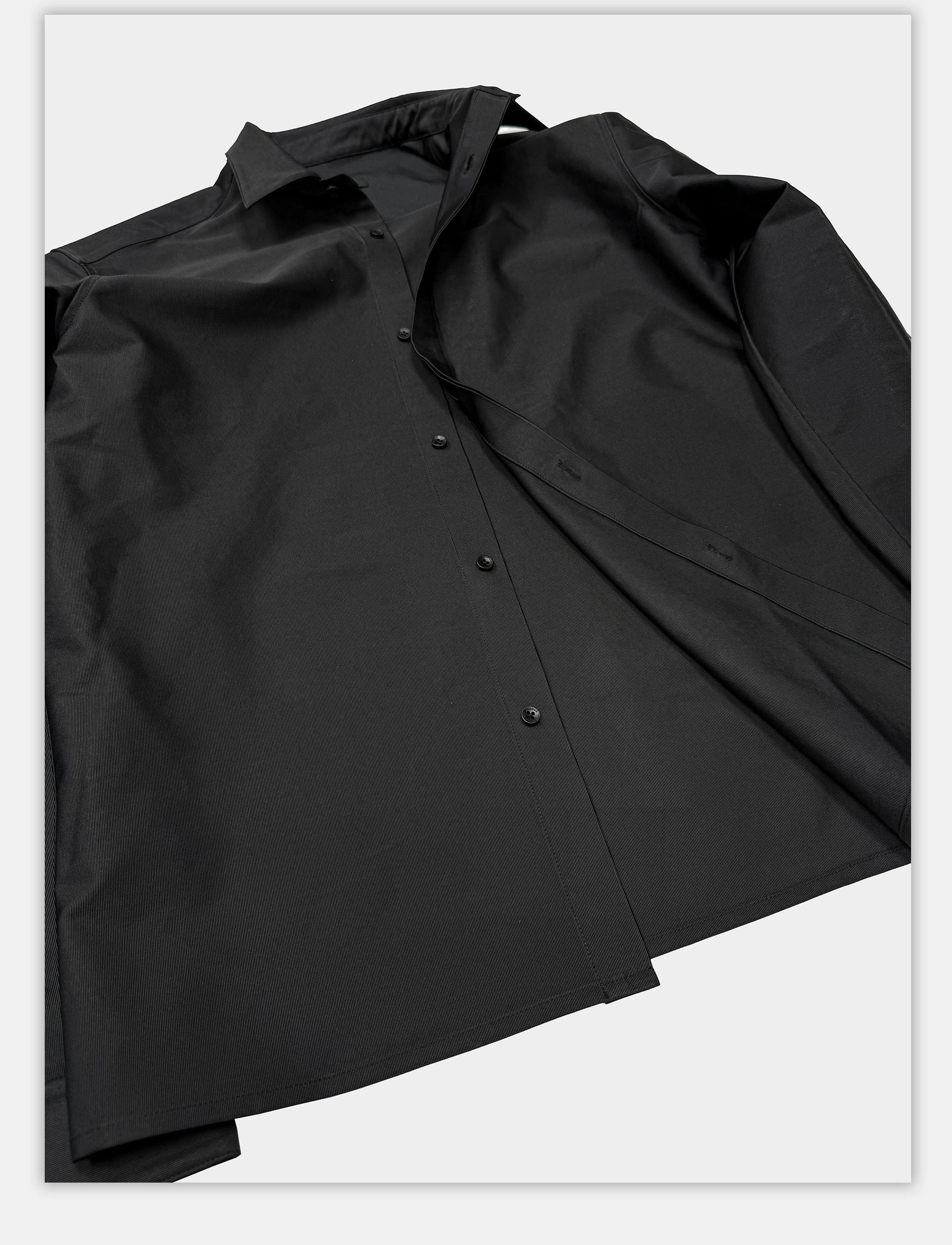 Long Sleeve Ribbed Point Collar Shirt