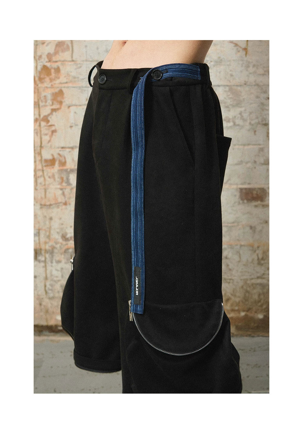 Detachable Suede Denim Patchwork Cargo Pants
